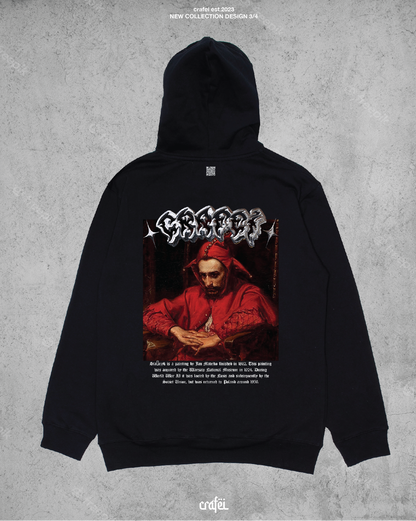 Streetwear Oversized Hoodie "Old Clown" Historical Collection, Thick Winter Autumn Pullover